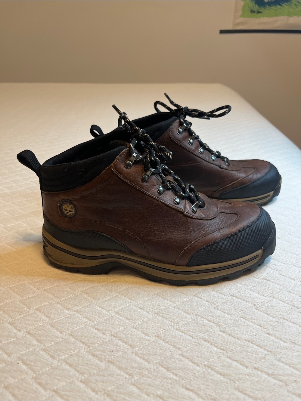 Timberland Brown and Black Leather Hiker Boots, 4.5 (big kid)
